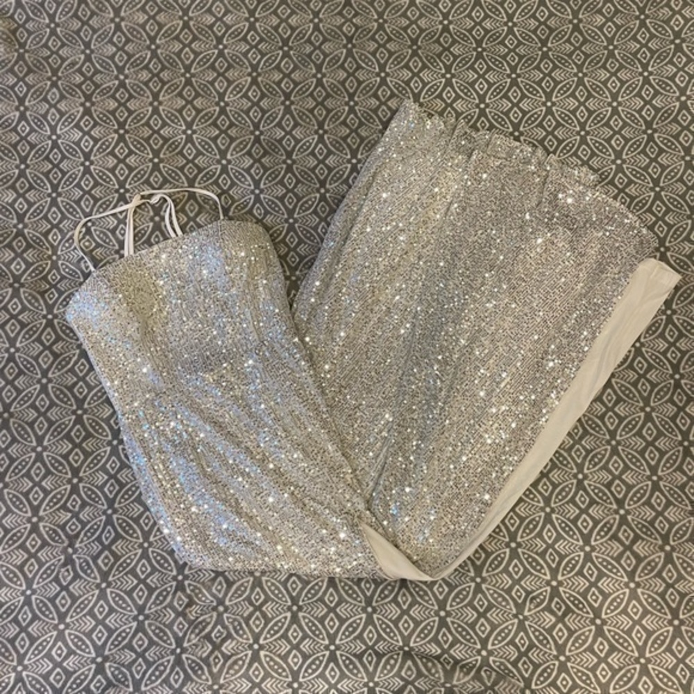 Hello Molly White Sequin Formal Dress